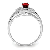 Sterling Silver Rhodium Plated Diamond & Garnet Ring
